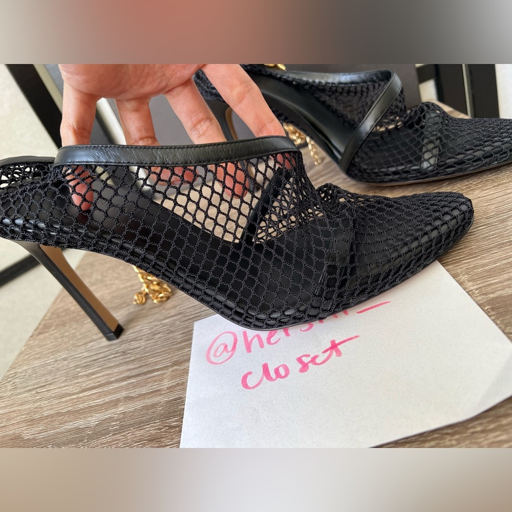 NEW in Box Bottega Veneta Sz 10 / EU 40 Stretch Chunky Chain Pumps Mesh Leather - Picture 7 of 12